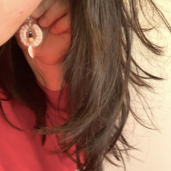 New Boho Style Uniquely Handmade Macrame Beaded Leaf Charm Silver Hook Dangles - Picture 9 of 15